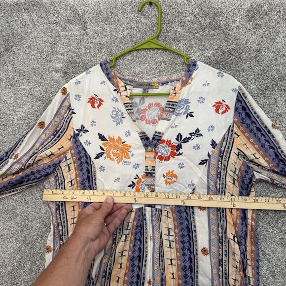 Figueroa & Flower Boho Peasant Top XL Patchwork Folk Flowy Festival Hippie - Picture 3 of 10